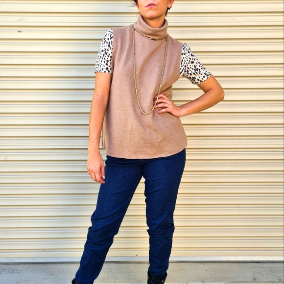 Zara Sweaters - Zara camel roll neck vest. Sleeveless poloneck.